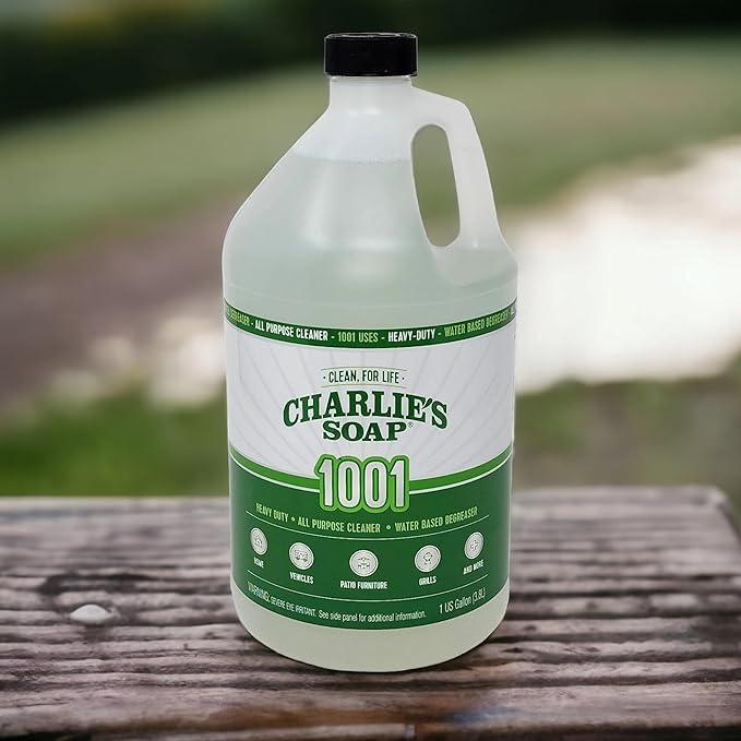 Charlie's Soap 1001 Cleaner - Heavy Duty Biodegradable Concentrated All Purpose Water Based Degreaser (1 Gallon, 1 Pack) - Safe Residential, Commercial, & Janitorial Cleaner - NeatNest