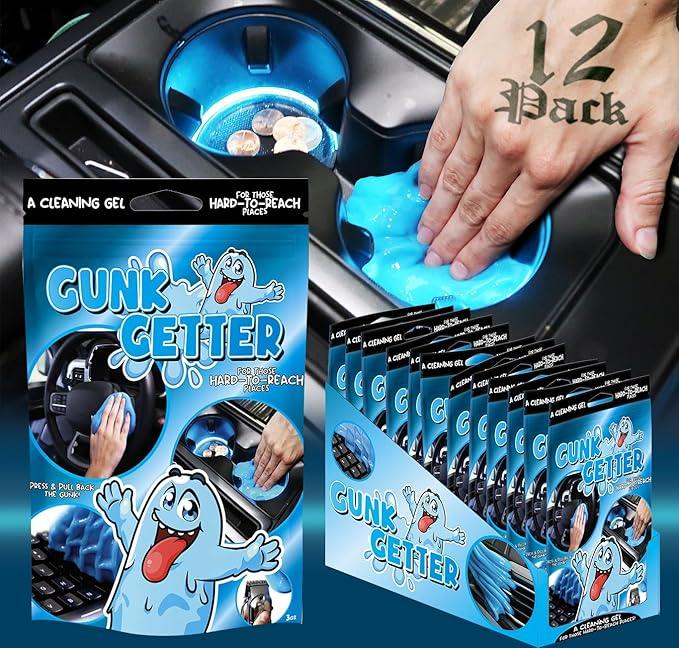 Gunk Getter, Cleaning Gel for Those Hard to Reach Places, Automotive Cup Holder Electronic Keyboard Office, Slime Gel Cleaner Dust Crumb Removal (Resealable Pouch, Blue, 3oz) 12 Pack - NeatNest