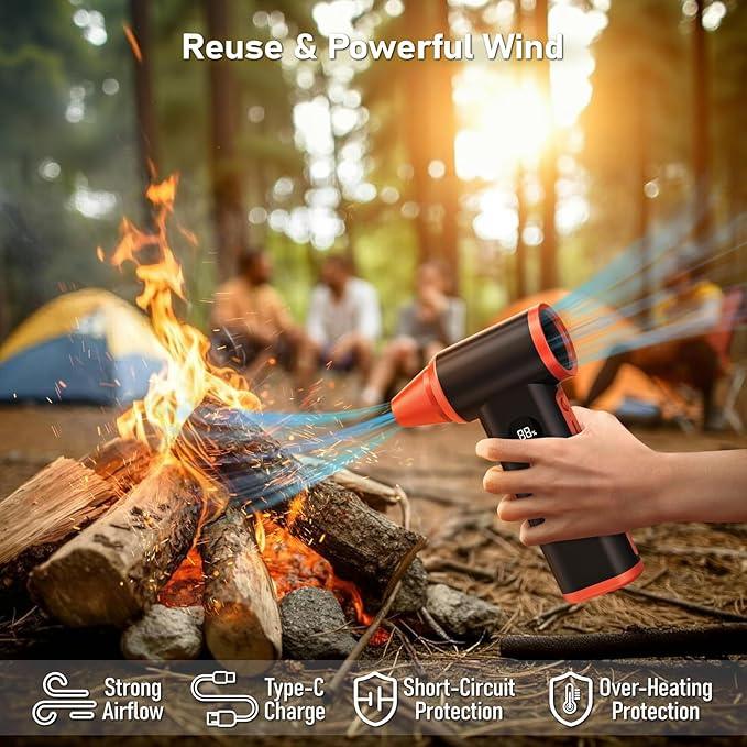 Larkeey Compressed Air Duster Rechargeable Electric Air Duster for PC Keyboard Mini Dust Blower 130000RPM Cordless Air Blower Jet Dryer Turbo Fan Handheld Blower for Car Home Office, Black-Orange - NeatNest