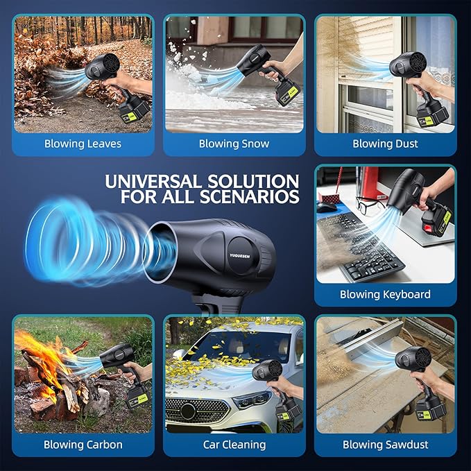 21V Cordless Leaf Blower - Lightweight & Powerful Handheld Blower for Yard Cleaning - Carbon Black