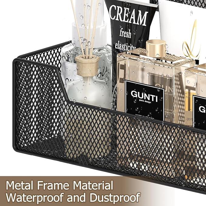 Over The Door Organizer, Metal Hanging Door Organizer with 6 Adjustable Baskets and 5 Hooks, Behind The Door Storage for Closet Cabinet Kitchen Bathroom Bedroom Pantry Organizer, Black - NeatNest