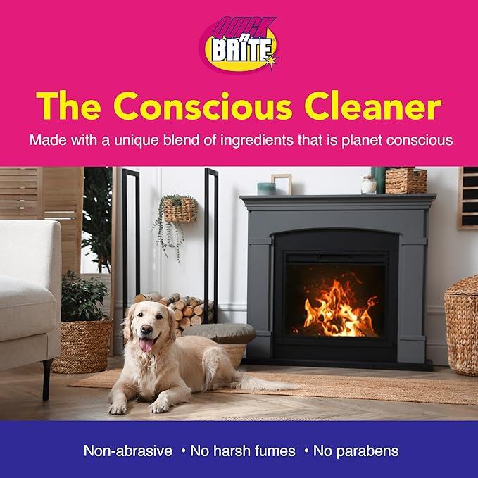Quick 'n Brite Fireplace Gel Cleaner for Brick, Stone, Rock, Tile, and Marble, Nonabrasive Fireplace Cleaner, Made in the USA, 16 oz (Pack of 2) - NeatNest