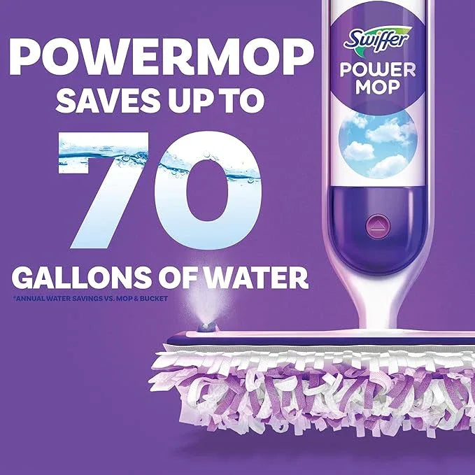 Swiffer PowerMop Multi-Surface Mop Kit for Floor Cleaning, Includes PowerMop, 2 Mopping Pad Refills, 1 Cleaning Solution with Fresh Scent and 2 Batteries - NeatNest