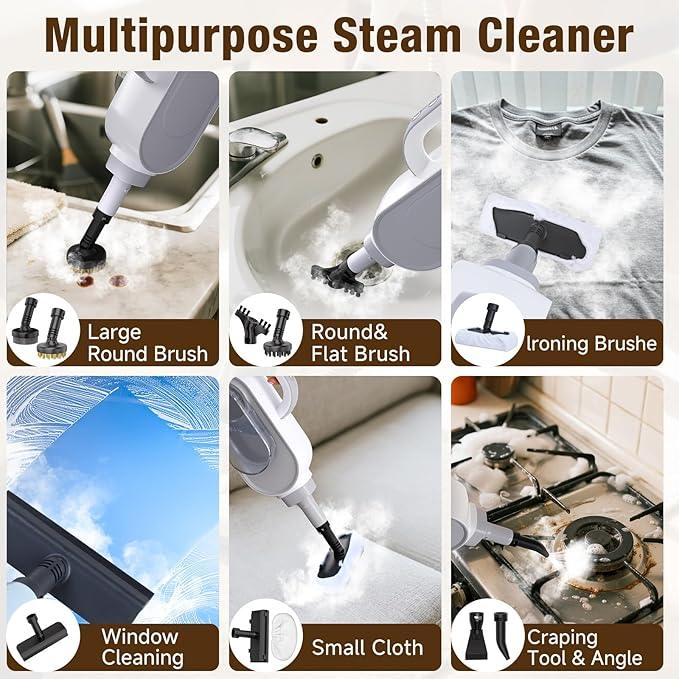 Steam Mop, 13-in-1 Powerful Handheld Steam Cleaner with 13 Accessories, 500ML Removable Tank, 23FT Power Cable, Detachable Steam Mops for Floor Cleaning, Tiles, Windows, Tile Grout, Carpets, Furniture - NeatNest