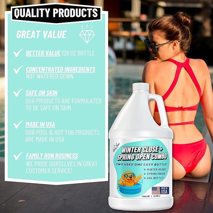 Pool Closing Kit – Winterizing Formula for Above-Ground & In-Ground Pools | Liquid All-in-One Treatment + Spring Opening Support (1 Gallon), Winterizing Kit, Pool Start-Up, Pool Chemicals - NeatNest