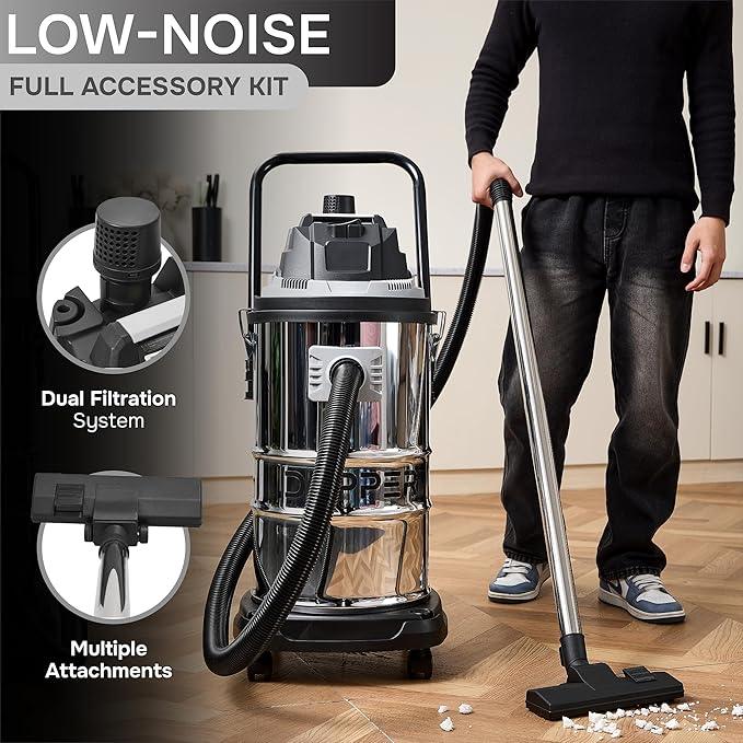 16 Gallon 4.5 Peak HP Wet/Dry Vacuum, Stainless Steel Tank, 3 in 1 Function Portable Shop Vacuum with Attachments, Ideal for Jobsite, Garage & Workshop. - NeatNest