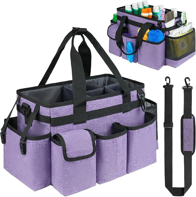 Cleaning Caddy,Cleaning Bag for Housekeepers,Cleaning Supplies Organizer with Handle,Purple - NeatNest