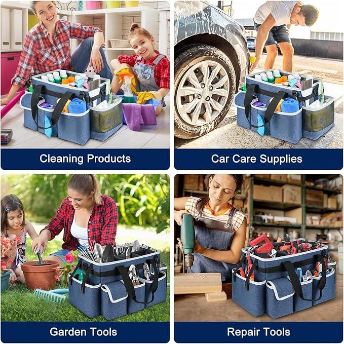 Cleaning Caddy,Cleaning Bag for Housekeepers,Cleaning Supplies Organizer with Handle,Blue - NeatNest