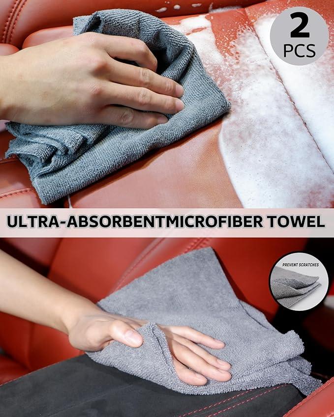 PRO Car Interior Cleaning Kit (9-Piece) - Deep Clean Tools for Leather, Dashboard & Upholstery | Boar Bristle Brush, Dual-Sided Scrub Sponge, Microfiber Towels, Polish Scrub Mitt, Detailing Brushes - NeatNest