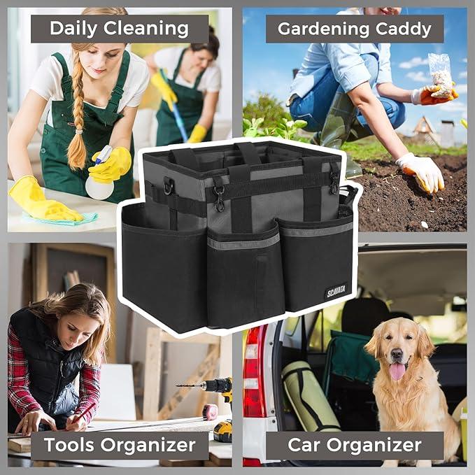 Compact Wearable Cleaning Caddy, Small Cleaning Caddy Supplies Organizer with Handle & Shoulder Straps for Housekeepers, Under Sink & Car Cleaning Tool Organizers Bag (DarkGrey) - NeatNest
