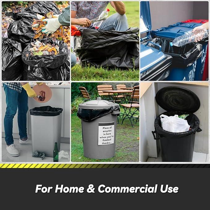 100 Count 55-60 Gallon Trash Bags, Sturdy & Tear-Resistant Commercial Can Liners 55 Gallon, Large Garbage Bags, Large Black Trash Bags for Commercial, Lawn and Leaf Bags - NeatNest