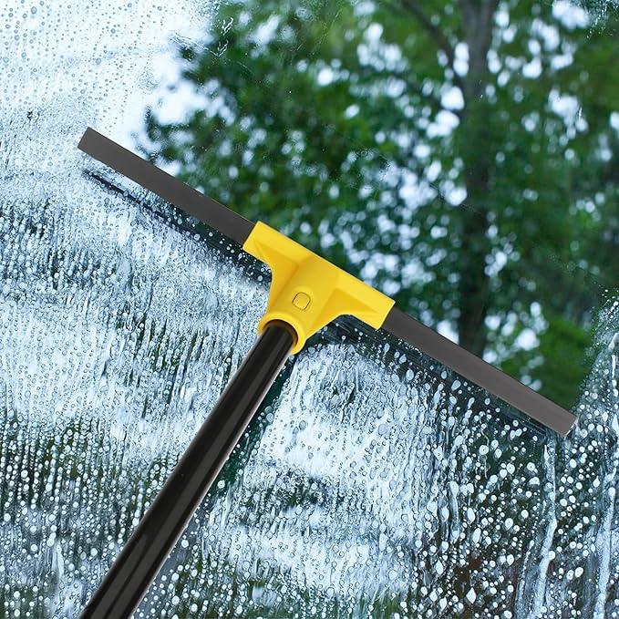 Squeegee Broom for Floor, 18'' Heavy Duty Rubber Wiper with 60'' Long Handle for Bathroom Tile, Garage Concrete, Deck, Shower Glass, Window Cleaning - NeatNest