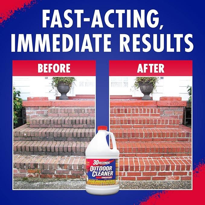 30 SECONDS Outdoor Mold & Mildew Stain Remover | Concentrate | 128 fl. oz. & Outdoor Cleaner 1 Gallon Pump Sprayer Bundle - NeatNest