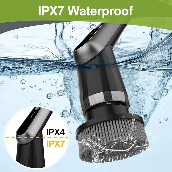 WKY-Electric Spin Scrubber - Upgraded 10-in-1 IPX7 Waterproof Shower Scrubber, Retractable Handle & 2-Speed for Toilet, Bathroom, Bathtub, Tile Floors - NeatNest