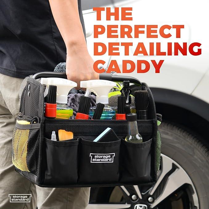 Detailing Caddy Organizer with Handle - Storage, Cars, & Cleaning Caddy for Supplies, Tools, & Home Improvement - Heavy Duty Car Detailing Supplies With Multi-Pockets & Collapsible Tote Design - NeatNest