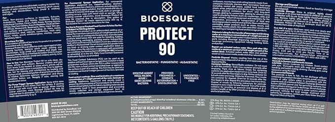 Bioesque Protect 90, Heavy Duty Bacteriostatic, Fungistatic, Algaestatic Formula, Effective Against Mold, Mildew, Algae, & Odor Causing Bacteria, 5 Gallon (Pack of 1) - NeatNest