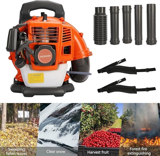 Backpack Leaf Blower,52CC Backpack Leaf Blower Gas Powered,550CFM 2-Stroke Engine Gas Leaf Blower,Powerful Air Cooling Gasoline Backpack Blower Snow Blower for Garden Yard (550CFM Square) - NeatNest