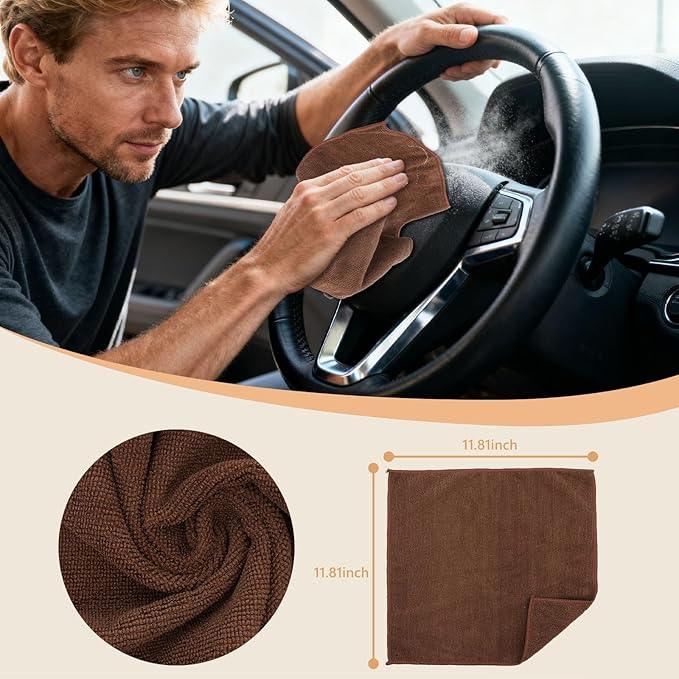 11PCS Car Interior Cleaning Dust Brush Detailing Set, Microfiber Cloth & Applicator, Single-Head Detailing Brushes, Natural Bristles, Scratch-Free & Ultra-Soft for Seats Leather Care or Cleaning - NeatNest