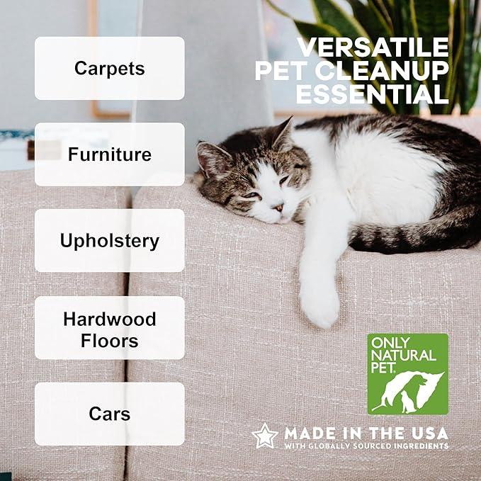 Only Natural Pet Enzyme Powered Stain & Odor Eliminator - Professional Pet Urine Pee Cleaner Deodorizer for Cats - Hardwood Floors Carpets Upholstery - Fresh Mandarin Orange & Green Tea Scent 32Floz - NeatNest