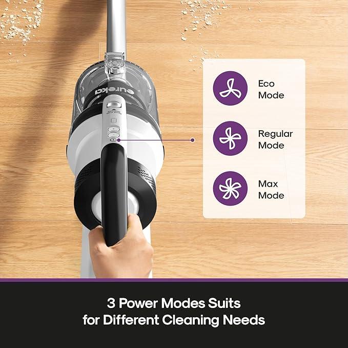 Eureka Cordless Vacuum Cleaner, Anti-Tangle Brushroll, Rechargeable Stick Vacuum, Lightweight for Carpet, Hard Floor, Pet Hair, White NEC280WH - NeatNest