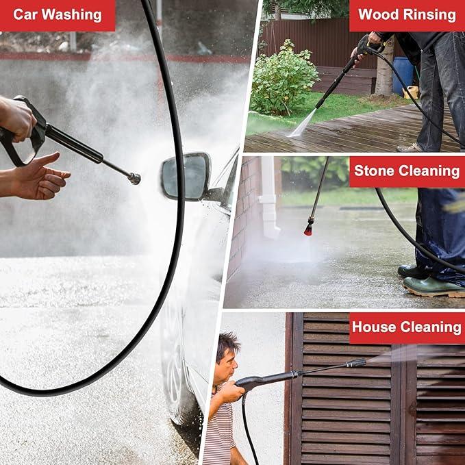 Pressure Washer Hose 50FT 1/4”, 4000 PSI Kink Resistant High Pressure Hose M22 14mm Thread, Flexible Extension Replacement Hose with 3/8 Quick Connect Adapters for Power Washing - NeatNest