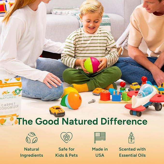 Good Natured Brand | Carpet Deodorizer & Freshener Powder | 31 oz Pet Odor Eliminator for Strong Odor & Pet Urine | Fresh Natural Sweet Orange Scent | Safe for Homes with Pets - NeatNest