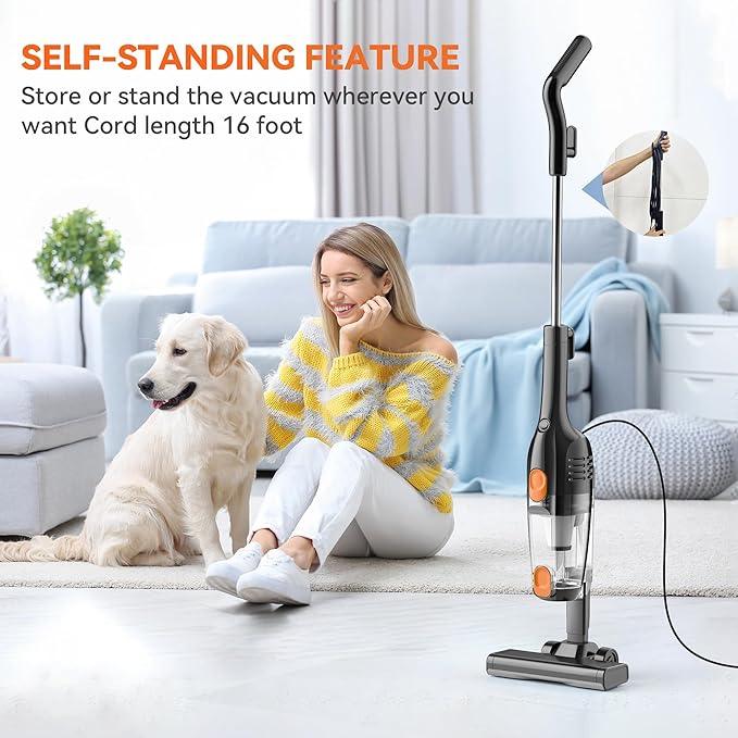 Vazone R6X Corded Stick Vacuum Cleaners for Home, 20Kpa Powerful Suction Stick Vacuum with 16Ft Cord, 2 in 1 Lightweight Handheld Vacuum Cleaner for Hardwood Floor Pet Hair - NeatNest