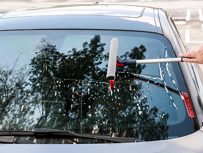 DSV Standard Professional Window Squeegee | 2-in-1 Window Cleaner Sponge and 10" Soft Rubber Strip with Extension Pole 34 INCH & 86.5 cm | Adjustable to Clean from Multiple Angles - NeatNest