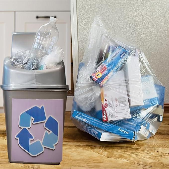 4-6 Gallon Trash Bags, 300 Count Bulk, Clear Plastic Recycling Bags, Multi-purpose Garbage Bags for Business Home Bathroom Kitchen Commercial and Industrial - NeatNest