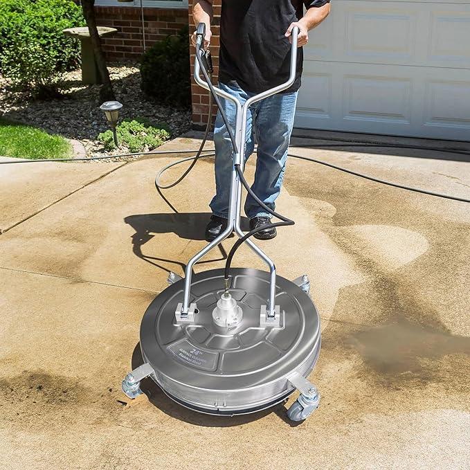 Hourleey 30" Pressure Washer Surface Cleaner with Dual Handles, Stainless Steel Surface Cleaner with 4 Wheels for Driveways, Pathway, Sidewalks, Patios, Decks, 4500 PSI with 3/8" Quick Connector Kit - NeatNest