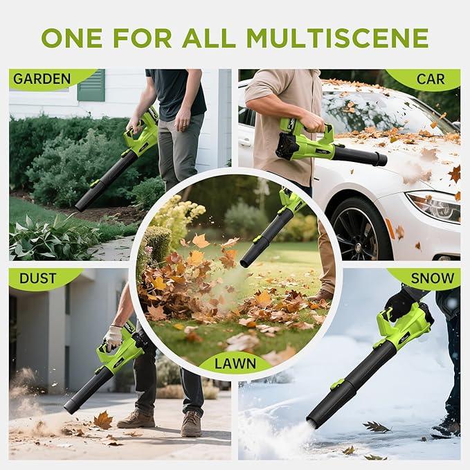 Leaf Blower Cordless,SIXCRAFTSMEN 21V Cordless Electric Blower with 2 Batteries and Fast Charger, 6-Speeds Lightweight Leaf Blower with Extension Tube for Patio, Lawn,Garage,Blowing Leaves, Dust, Snow - NeatNest