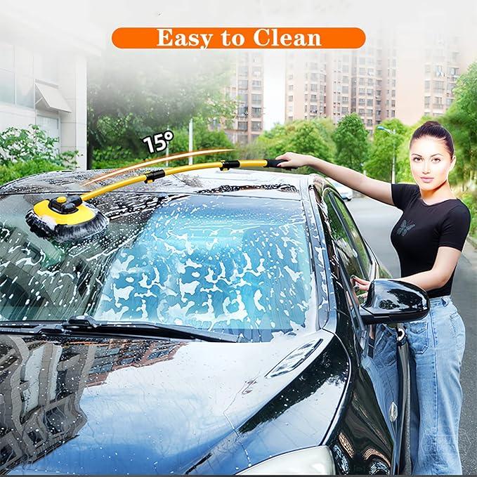 MVEQRRN Upgrade Car Wash Brush Mop with Long Handle,Microfiber Mitt Car Cleaning Supplies Kit Car Wash Kit Tools Accessories - NeatNest