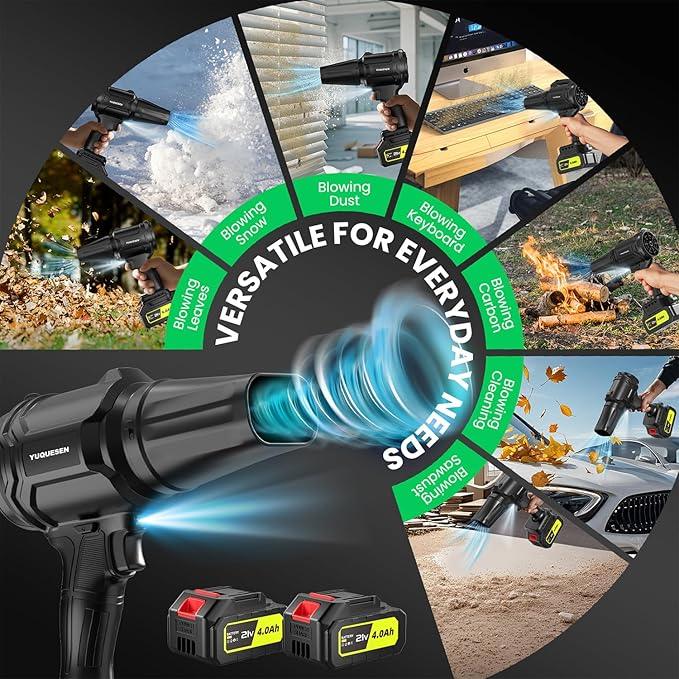 Cordless Leaf Blower, 980,000 RPM Handheld Leaf Blower with 2 X 4.0Ah Batteries & Charger, Lightweight Leaf Blowers for Patio Cleaning, Lawn Care, Leaves, Dust - Dark - NeatNest