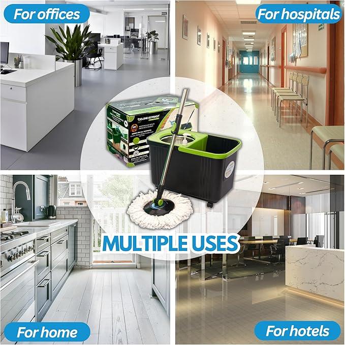 Spinning Mop and Bucket with Wringer Set for Home - 360 Spin Mop with Adjustable Handle & Bucket with Wheels - 1 Microfiber Mop Head - Mop and Bucket Set for Floor Cleaning at Home, Office, Hotel - NeatNest