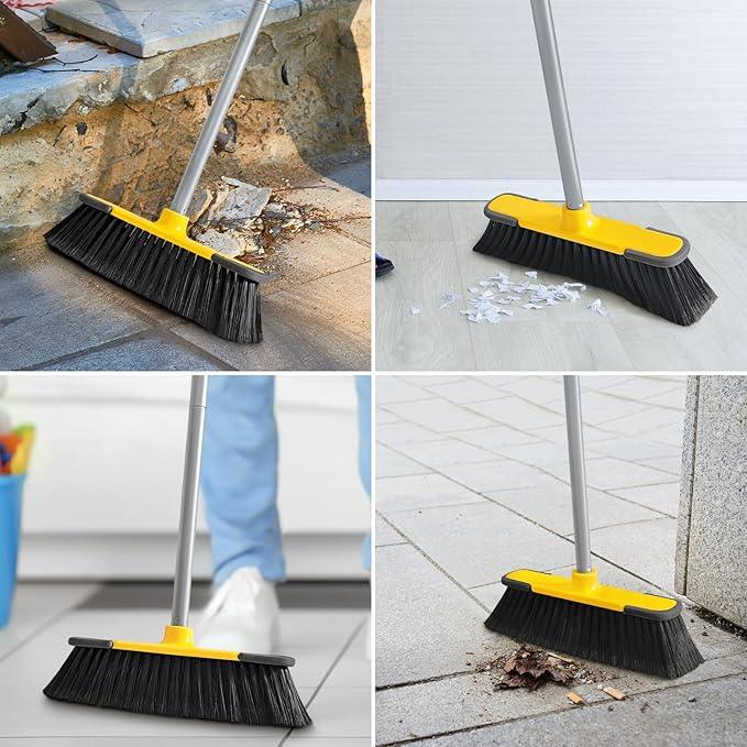Yellow Indoor Broom 54" Long Handle House Brooms for Floor Cleaning Sweeping Broom for Kitchen, Garage, Lobby, Patio and Garden - NeatNest