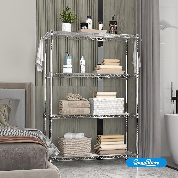 4-Shelf Adjustable Metal Shelf Wire Shelving Unit Storage Rack Display Shelf for Office,Kitchen,Bedroom,Bathroom,Laundry,Pantry Basement,Garage(Chrome,36" L x 14" W x 54" H) - NeatNest