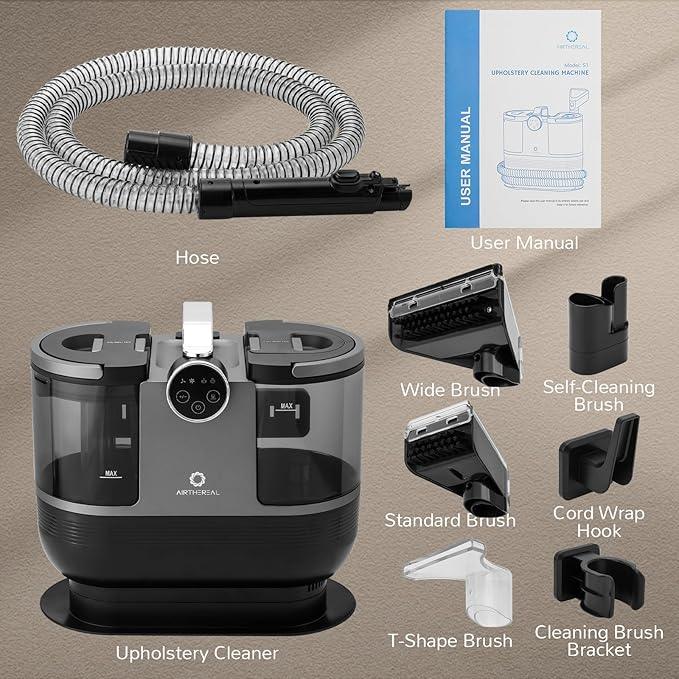 Airthereal S1 Carpet Cleaner Machine, Instant Heating Portable Upholstery Spot Cleaner, Shampooer Machine with Self-Cleaning, 14 Kpa Stain Remover Deep Cleaner for Pets, Stairs, Car Seat and Couch - NeatNest