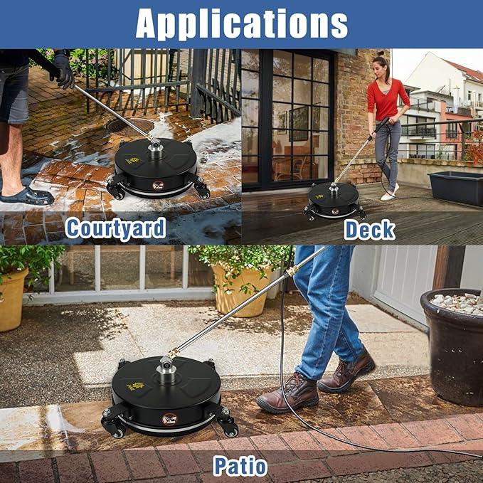 JANZ Pressure Washer Surface Cleaner with 4 Wheels,Ideal for Driveways,Sidewalks,Patios,Decks Cleaning (14 Inch Black) - NeatNest