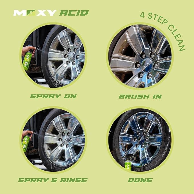 Moxy Acid Wheel and Tire Cleaner (1 Gallon) - Professional Car Wash Wheel Cleaner - Cleaning Spray for Car Detailing - Wheel Cleaning Kit Safe for Cars, SUVs, Motorcycles, RVs, and Trucks - NeatNest
