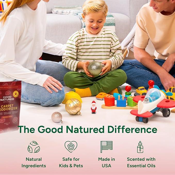 Good Natured Brand | Carpet Deodorizer & Freshener Powder | 31 oz Pet Odor Eliminator for Strong Odor & Pet Urine | Fresh Natural Fireside Spice Scent | Safe for Homes with Pets - NeatNest