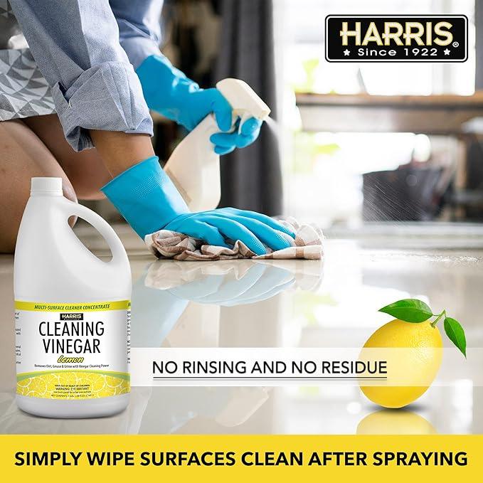HARRIS Cleaning Vinegar All Purpose Household Multi-Surface Cleaner, 128oz (Lemon) with Easy Pour Funnel Included - NeatNest