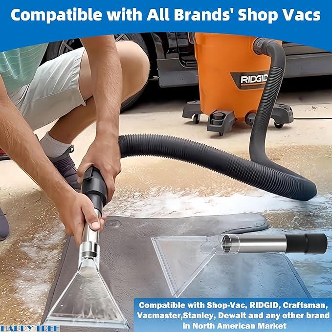 Happy Tree Universal Fit All Brands' Shop Vacs with 2-1/2"&1-7/8"&1-1/4" Adapter Clear Extractor Accessory for Upholstery & Carpet Cleaning & Car Detailing, Shop Vac Extractor Attachment Hose Kit - NeatNest
