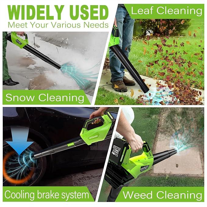 2025 Upgrade Leaf Blower, Leaf Blower Cordless with 2 * 2.6AH Batteries and Fast Charger, 450CFM &150MPH and 2 Speed Mode, Lightweight Electric Leaf Blowers for Lawn,Yard, Leaves, Dust,Snow Care - NeatNest