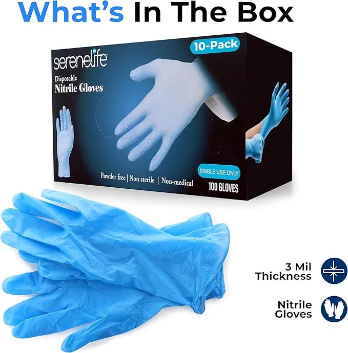 Serenelife Soft Industrial Gloves, Nitrile and Vinyl Gloves, Powder-Free, Textured Grip, Ideal for Cleaning, Food Service, Automotive, Household Work - NeatNest