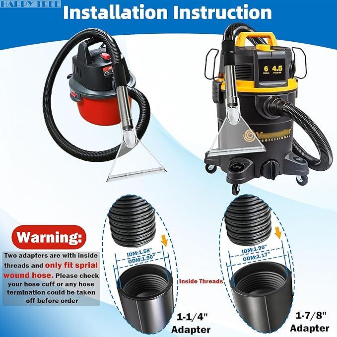 Happy Tree Hand Tool with Large 7-1/2" Clear Head for Upholstery & Carpet Cleaning, Turn Wet-Dry Vac into an Extractor, Detailing Wand Extractor Vacuum Cleaner - NeatNest