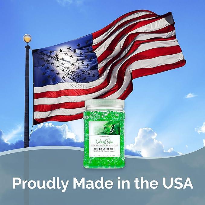 SMELLS BEGONE 48 oz Odor Eliminator Gel Bead Refill - Odor Eliminator for Bathrooms, Cars, Boats, RVs & Pet Areas - Made with Essential Oils - Calming Rain Scent - NeatNest