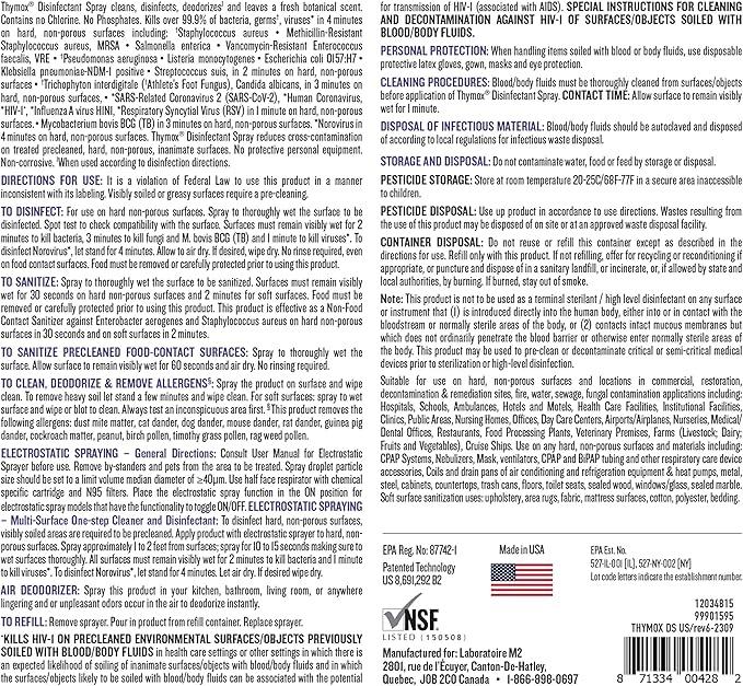 Botanical Disinfectant Spray 32 oz - All Natural Multipurpose Cleaner, Pet Friendly, Hospital Grade Disinfectant, Kitchens, Pet Hospitals, Vet Clinics, Restoration, Lemongrass Fragrance - NeatNest