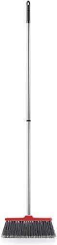 Fuller Brush Adjustable Kitchen Broom – 10" Wide Broom Head with Split-End Bristles and Steel Handle (29"–52") for Sweeping Fine Dust and Crumbs – Red (Fiesta Broom Complete) - NeatNest