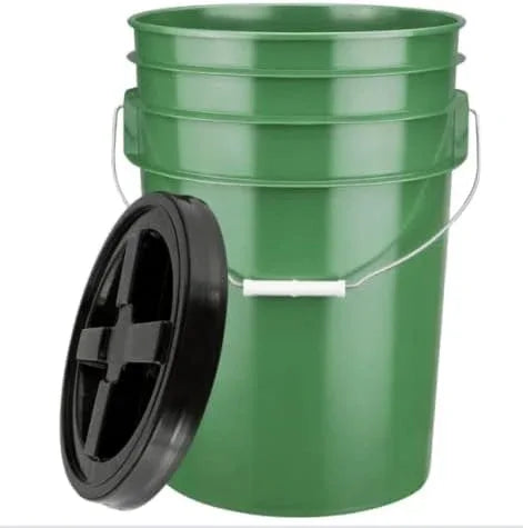 House Naturals 6 Gallon Green and Yellow Plastic Buckets with Black Airtight lids Food Grade Made in USA (2 Pack) - NeatNest
