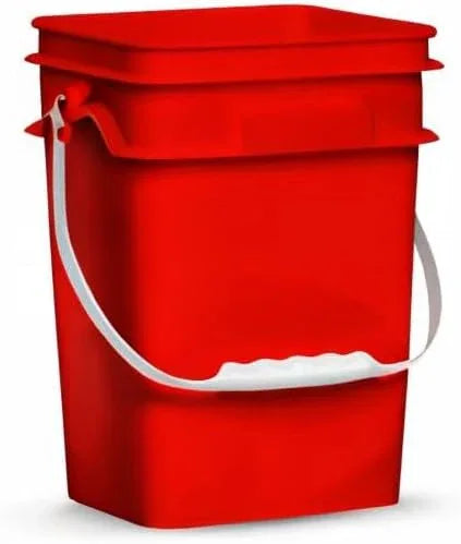 House Naturals 4 Gallon Square Food Grade Bucket Pail with Plastic Handles and Lid (Pack of 3) Made in USA containers (RED-White Lids) - NeatNest